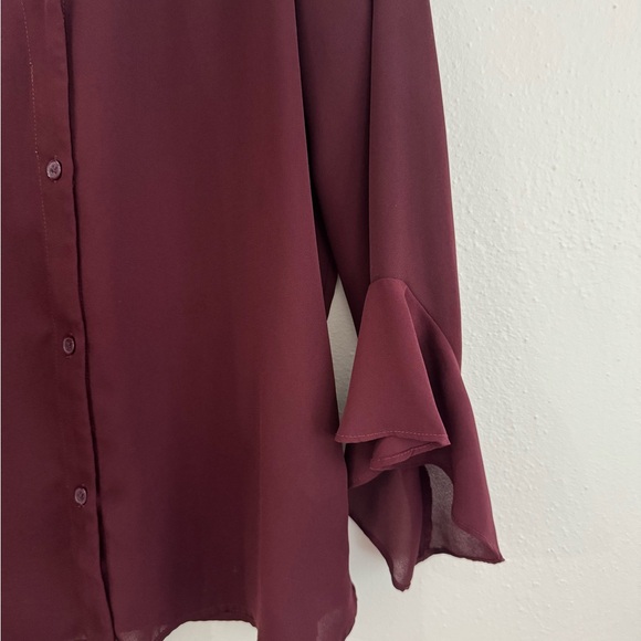 Banana Republic Burgundy Blouse with Flared Sleeves - Picture 3 of 3